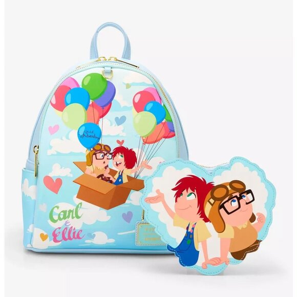 Loungefly Disney Pixar Up Mini Backpack With Coin Purse Carl & Ellie Balloon Bag - Picture 1 of 5